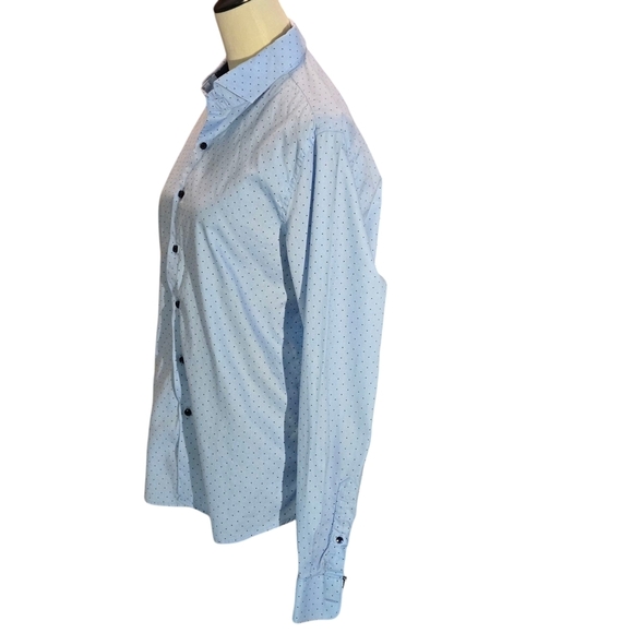 Denim & Flower Ricky Singh Light Blue Polka Dot Button Up Shirt Men's size M - Picture 2 of 16